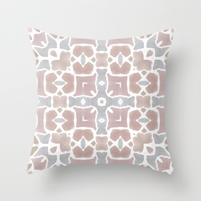 Mauve and Terra Cotta Tile Throw Pillow