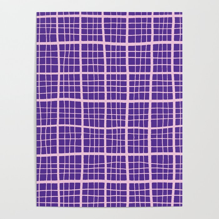 Pretty Pink and Purple Squares Graph Paper Poster