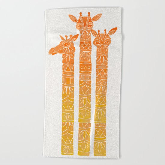 Giraffes – Orange Ombré Beach Towel