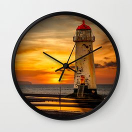 Sunset At The Lighthouse Wall Clock
