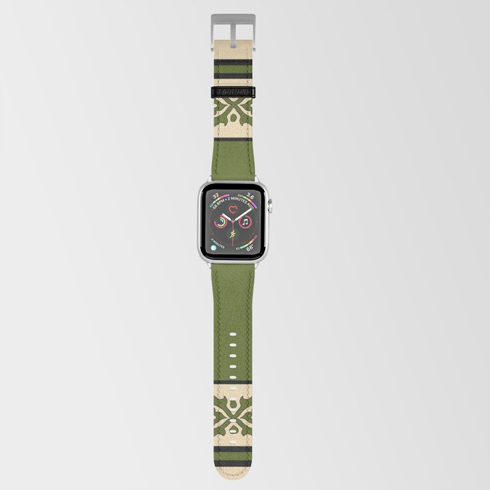 Oriental rug green and beige Apple Watch Band