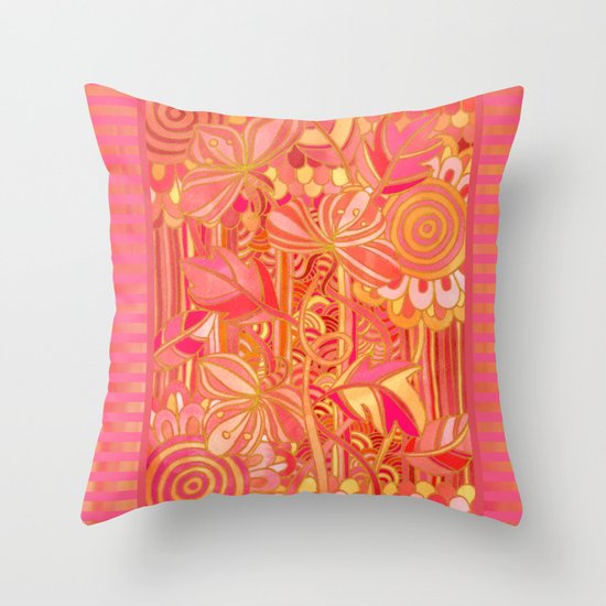 Drawn into the Garden Throw Pillow