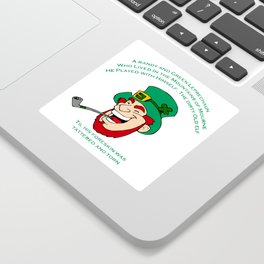 A Randy And Green Leprechaun St Patrick's Day Limerick Sticker | Funny, Quote, Irish, Leprechaun, Adult, Caricature, Humour, Elf, Limerick, Randy 