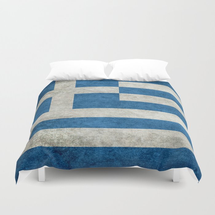 Flag Of Greece Vintage Retro Style Duvet Cover By Bauhaus Society6