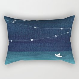 Garlands of stars, watercolor teal ocean Rectangular Pillow