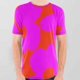 Pink Retro Flowers Orange Red Background #decor #society6 #buyart All Over Graphic Tee