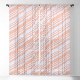 [ Thumbnail: Light Salmon and Lavender Colored Lined/Striped Pattern Sheer Curtain ]