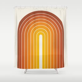 Gradient Arch IX Retro Orange Mid Century Modern Rainbow Shower Curtain