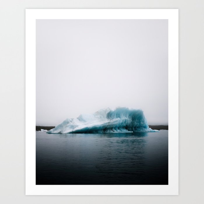 Minimalist moody Iceberg in Iceland's Glacier Lagoon – Landscape Photography Art Print