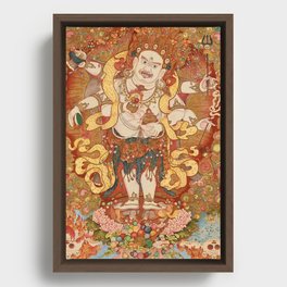  White Mahakala Tibetan Buddhism Prosperity Wealth Thangka Framed Canvas