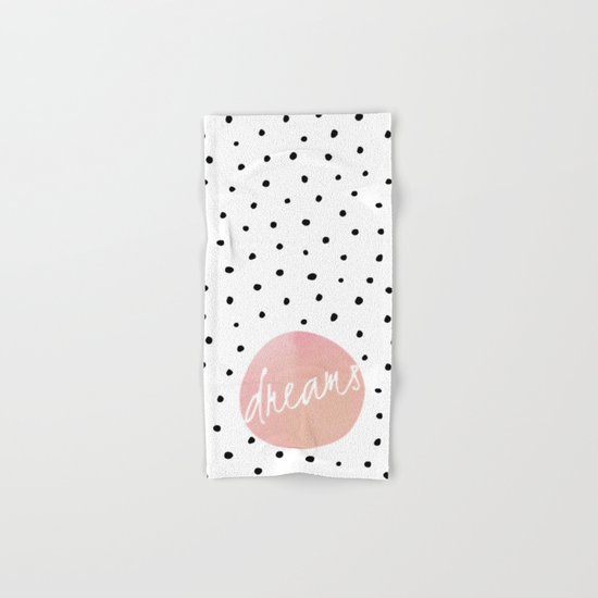 Dreams- Polkadots and Typography on pink background #Society6 Hand & Bath Towel