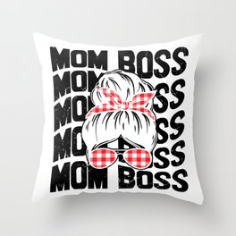 Mom Boss Pretty Bun Hair Throw Pillow