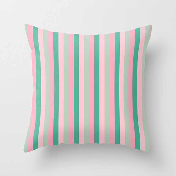 Candy Stripes Green and Pink Throw Pillow