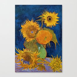 Six Sunflowers in Vase still life portrait painting by Vincent van Gogh Canvas Print
