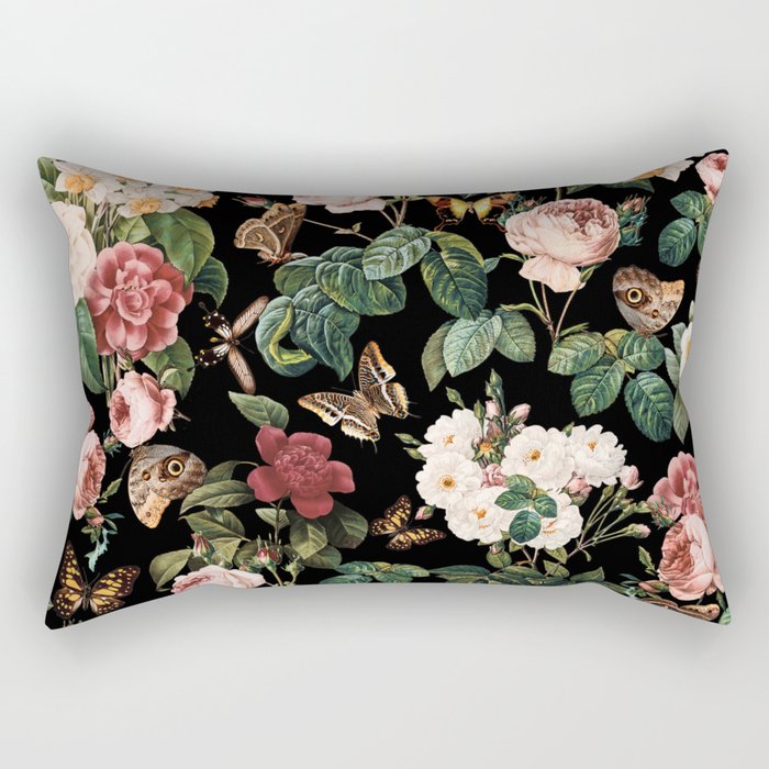 Floral and Butterflies Rectangular Pillow