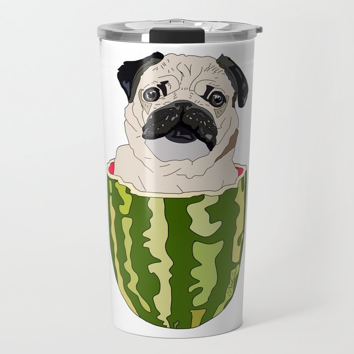 Pug Watermelon Travel Mug