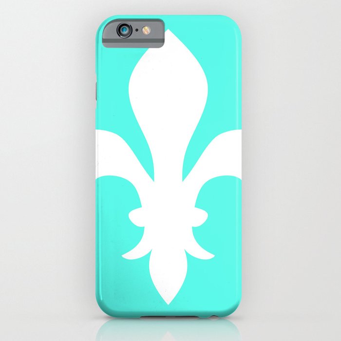 Fleur de Lis (White & Turquoise) iPhone Case