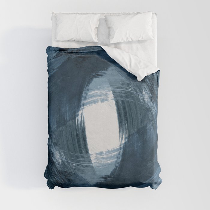 Blue Modern Abstract Brushstroke Painting Vortex Duvet Cover
