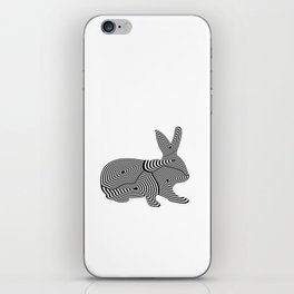 rabbit in abstract style with black and white lines iPhone Skin