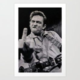 Johnny#Cash Flipping the Bird Premium Paper Poster Art Print