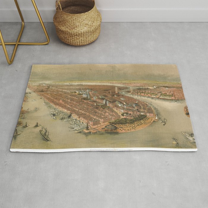 Vintage Pictorial Map of New York City (1874) Rug