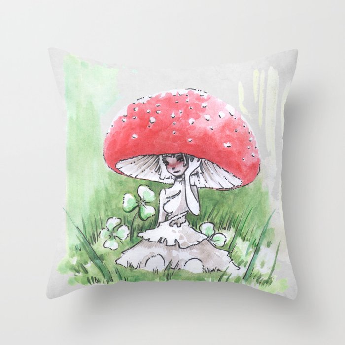 Empire of Mushrooms: Amanita Muscaria Throw Pillow