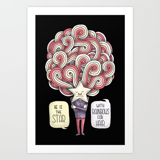 The Star with Rainbows for Hair Art Print