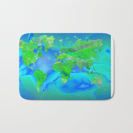 World Map Bath Mat