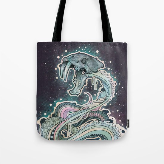 Saber-toothed Serpent in Space. Tote Bag
