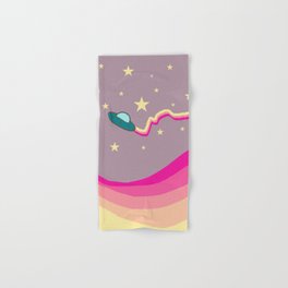 A rainbow UFO in the starry night! colorful and minimal nightscape Hand & Bath Towel