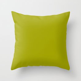 Green Yellow Solid Color Popular Hues Patternless Shades of Olive Collection Hex #a3a300 Throw Pillow