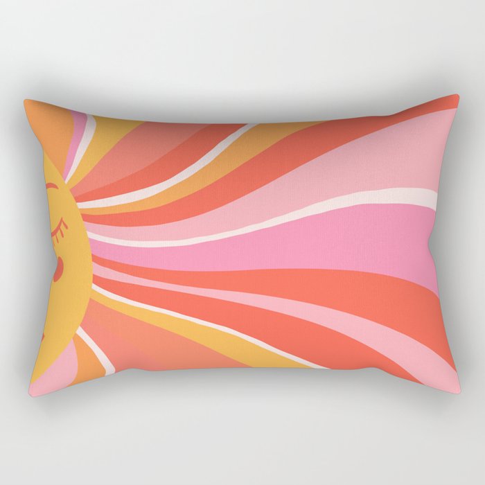 Sunshine Swirl – Pink & Peach Palette Rectangular Pillow