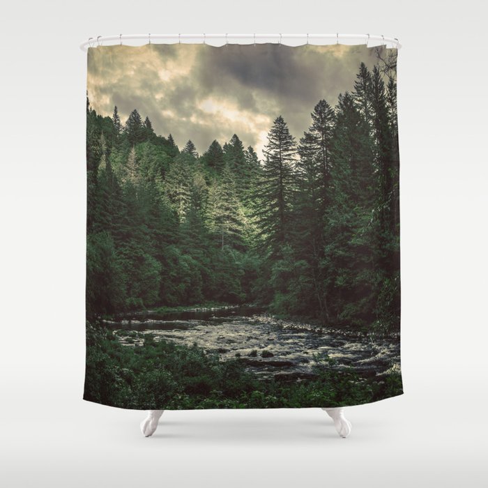 Pacific Northwest River - Nature Photography Shower Curtain