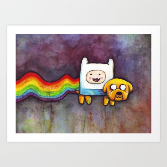 Nyan Time with Jake and Finn Art Print