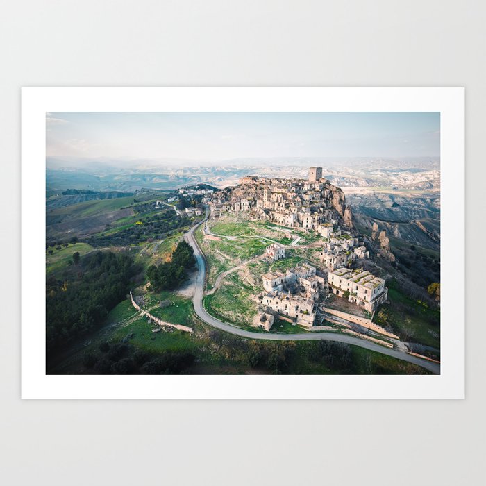 Abandoned Ghost Town Craco in Italy Art Print