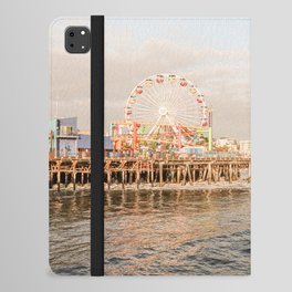 Pastel Color Santa Monica Pier Photo | Colorful California at Sunset Art Print | Summer by the Coast Travel Photography iPad Folio Case