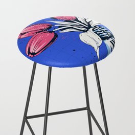 Holland Tulips Bouquet on Cobalt and Delft Blue Bar Stool