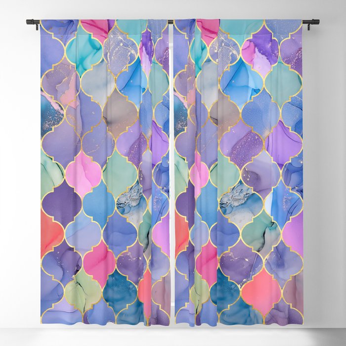 Colorful Quatrefoil Pattern Blackout Curtain