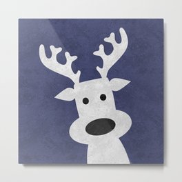 Christmas reindeer blue marble Metal Print