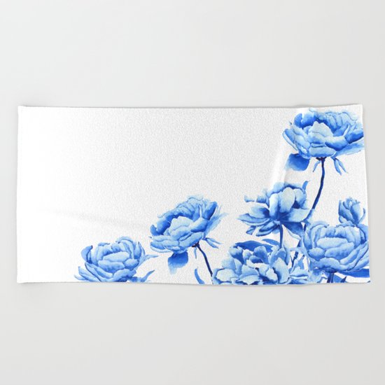 blue peonies 2 Beach Towel