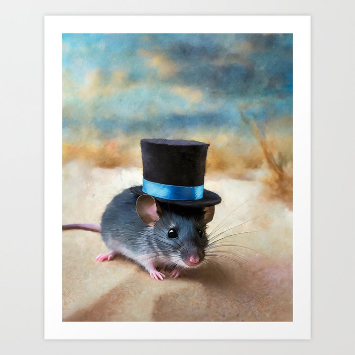 Country Squire Mouse with top hat Art Print
