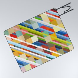 Colorful Geometric Stripes Radande Picnic Blanket