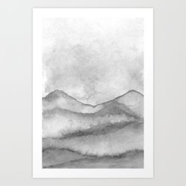 Soft Grey Mountain Range Art Print