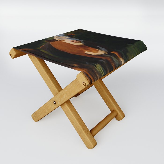 Hereford cows on Texas ranch Folding Stool