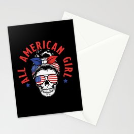 All American Girl Skull Independence Day Stationery Card