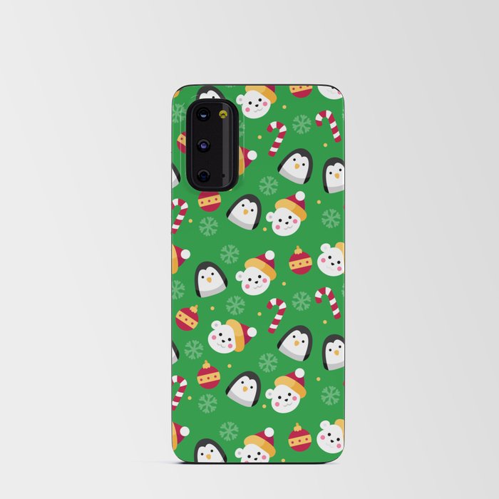 Christmas Pattern Snowman Penguin Candy Green Android Card Case