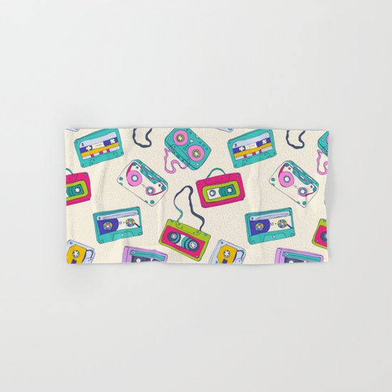 Vintage Cassette Tape Pattern Hand & Bath Towel