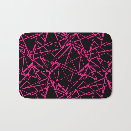Abstract geometric black and Burgundy pattern . Bath Mat