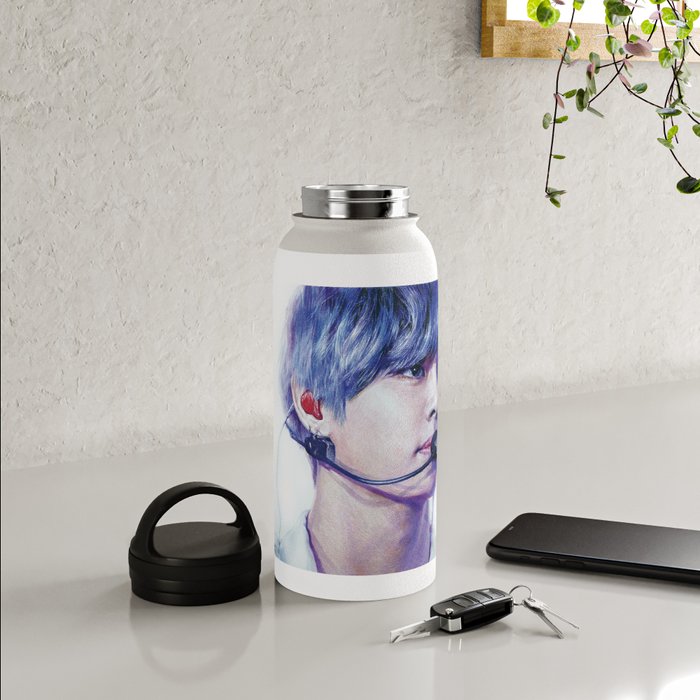 BTS V (Kim Taehyung) colored pencil drawing, BTS fan art Water Bottle by  jaeho