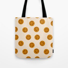 70s Retro Smiley Face Pattern Tote Bag